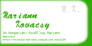 mariann kovacsy business card